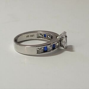 Siarola Silver and Blue Heart Ring. 18k GP.